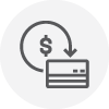 credit card icon with dollar sign pointing down